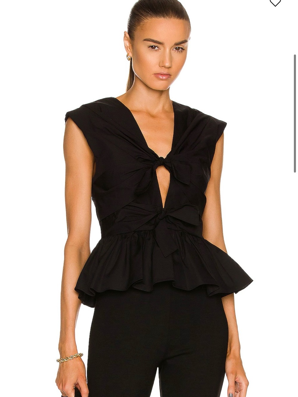 TOVE Black Knot-Front Peplum Blouse